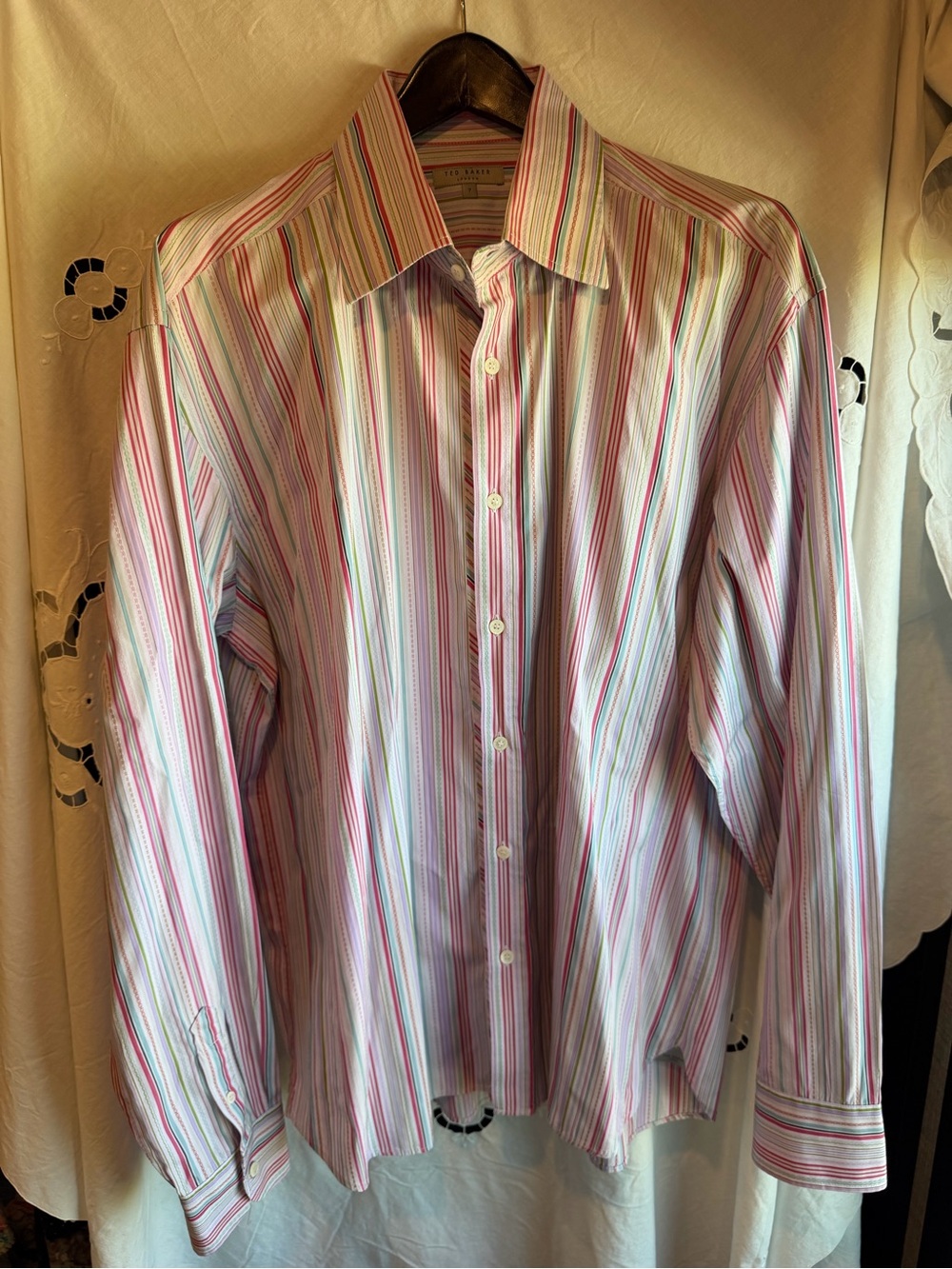 Ted Baker London Men's Size 7 3XL Pastel Striped Cotton Button Up Shirt Portugal
